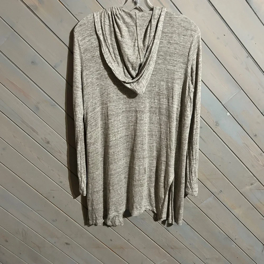 Cynthia Rowley Linen Blend Open Front Hooded‎ Cardigan Sweater Small